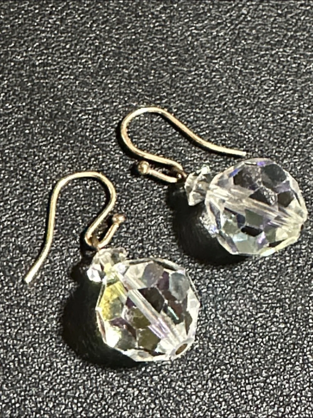AB Faceted Crystal 14k Gold-plate Wire Back Drop Earrings